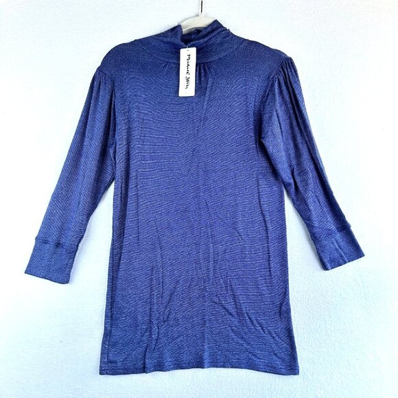 NWT Michael Stars Tunic Womens Medium Blue Top Layer Shiny Preppy Y2k Retro - Picture 1 of 14